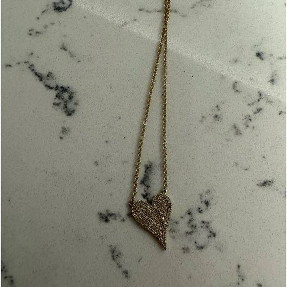 Stephanie Gottlieb Small Pave Heart Necklace in 14K Yellow Gold - Picture 5 of 9